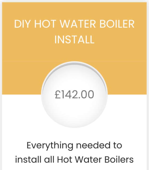 DIY Hot Water boiler Install pricing table