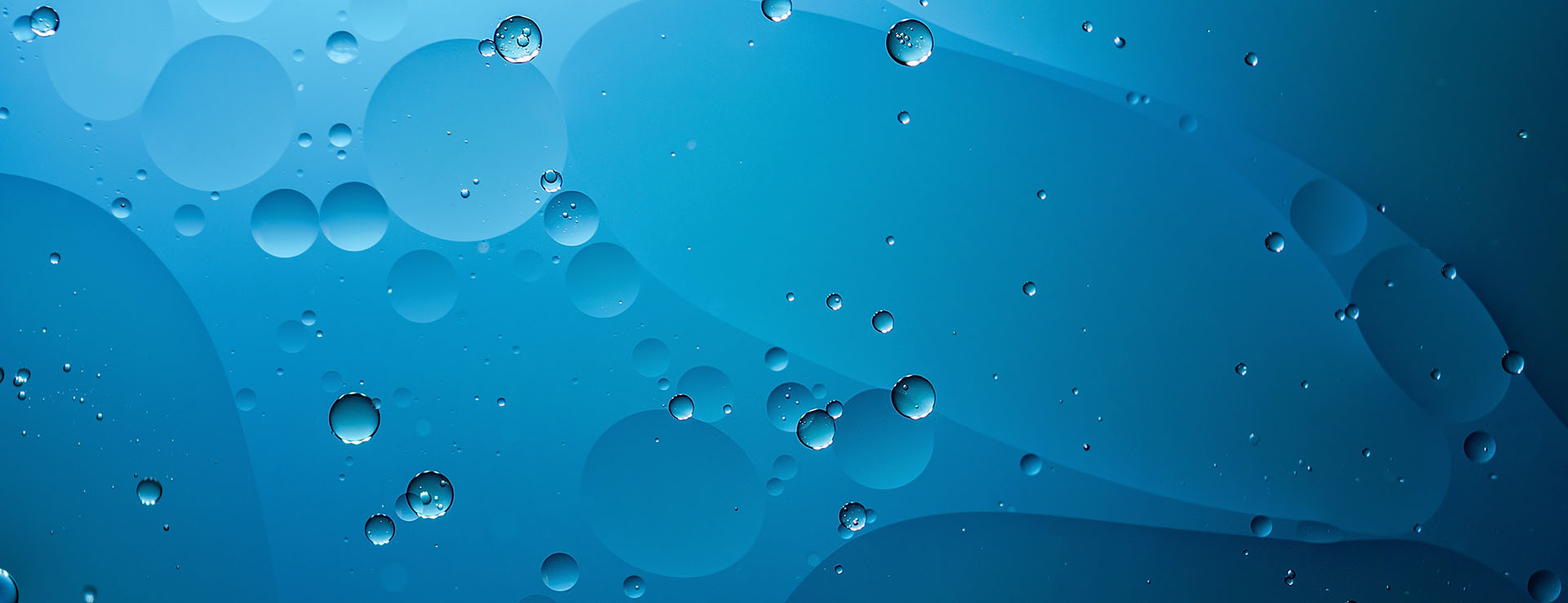 Blue banner with bubbles