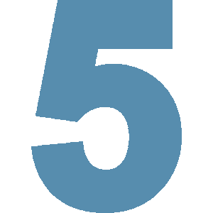 Number 5 in bold blue on transparent background