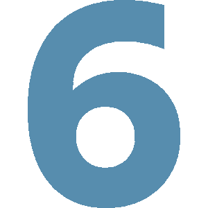 Number 6 in bold blue on transparent background